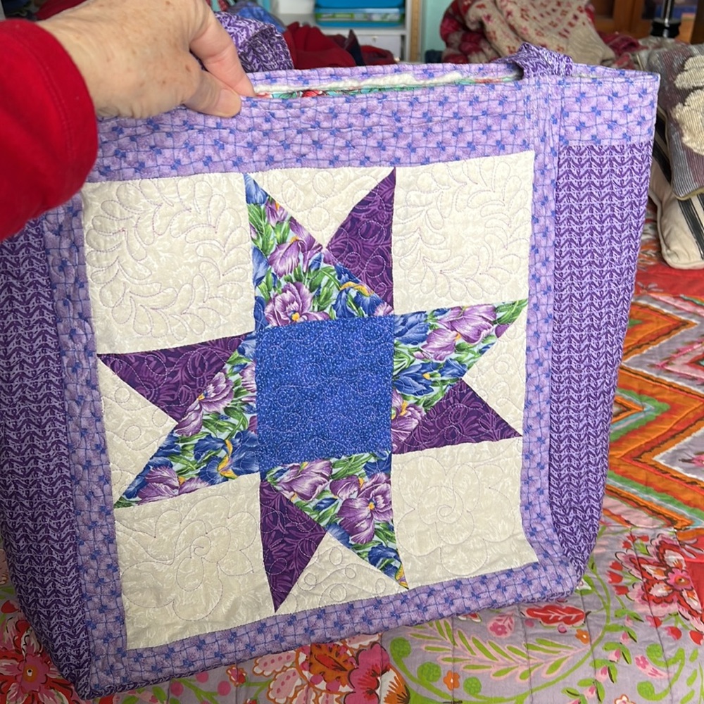 Custom, Betyluma Tote Bag. Purple white blue turquoise & lavender colors.
